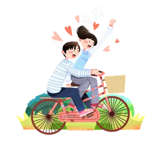 七夕情侣骑脚踏车