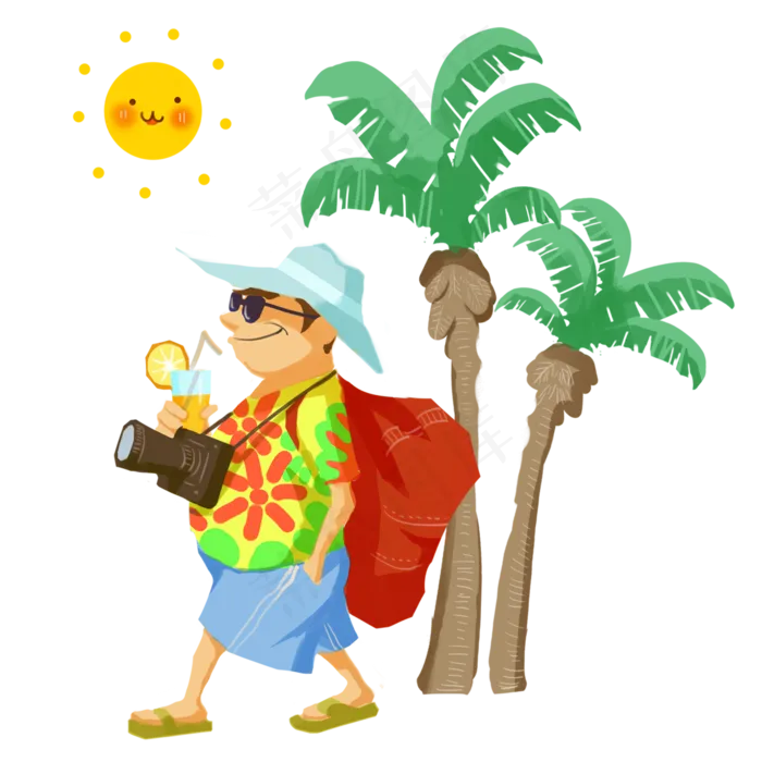 假期海滩旅游人物