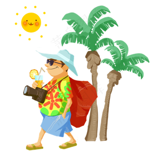 假期海滩旅游人物