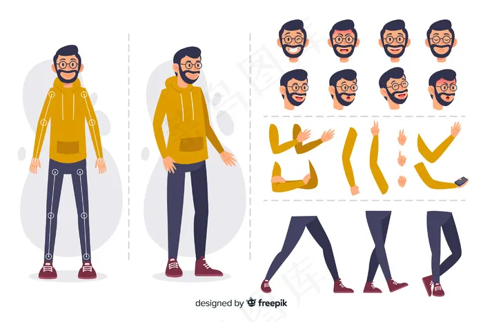 运动设计中的卡通人物eps,ai矢量模版下载