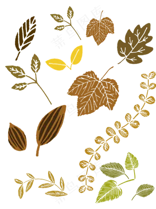 秋叶合集手绘可商用元素