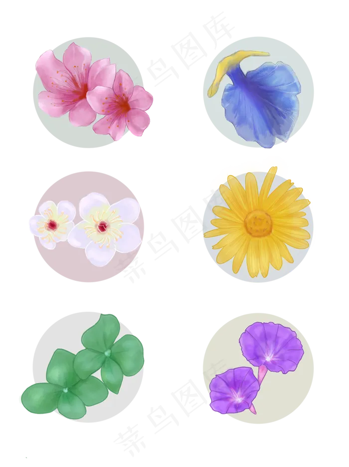 手绘花瓣桃花蝴蝶花梅花菊花绣球(2048X2738(DPI:300))psd模版下载