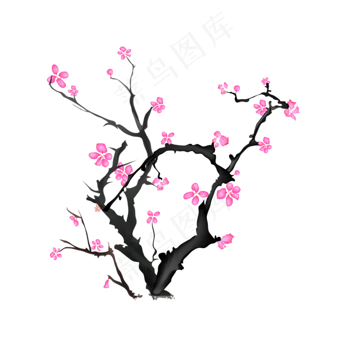 矢量手绘古风梅花ai矢量模版下载