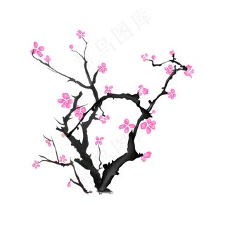 矢量手绘古风梅花