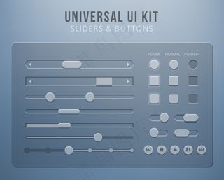 透明的用户界面元素。按钮控制，移动滑块