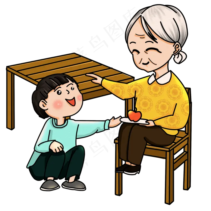 重阳节奶奶孙子孝顺png(2000X2000(DPI:300))psd模版下载