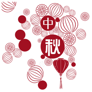 中秋月饼灯笼红色素材