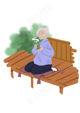 重阳节传统节日老人手绘卡通