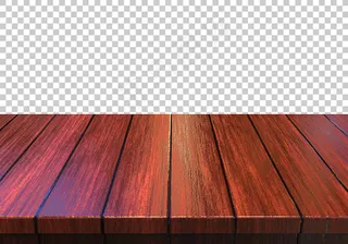 透明背景上隔离的木质桌面