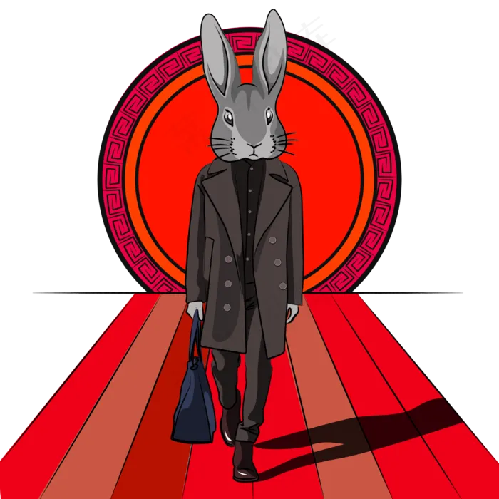 中秋节中国红色Q版卡通时尚兔先(3000X3000(DPI:300))psd模版下载
