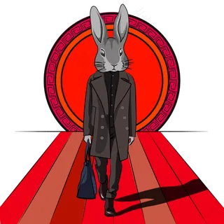 中秋节中国红色Q版卡通时尚兔先