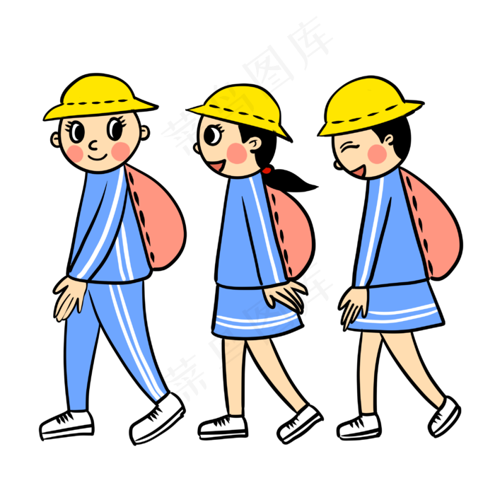 手绘矢量免抠可爱卡通好朋友学生