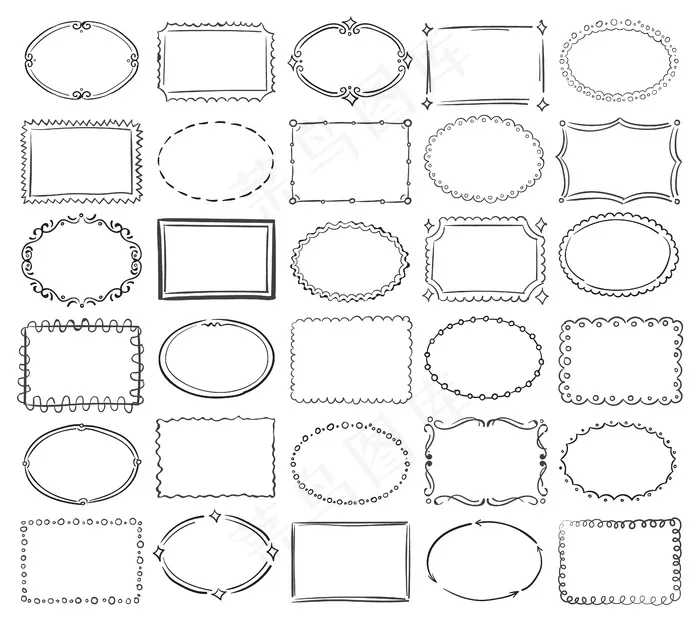 手绘画框系列eps,ai矢量模版下载