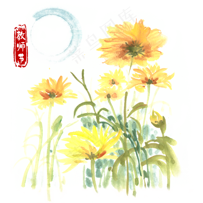 教师节盛开的向日葵(4724X4724(DPI:300))psd模版下载