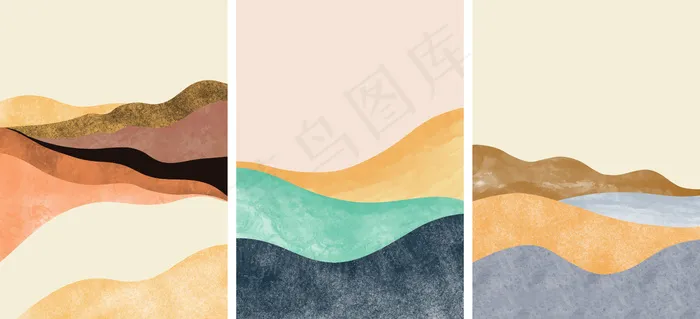 一套创意极简手绘。抽象艺术背景。eps,ai矢量模版下载