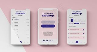 手机屏幕上的应用程序界面模型样机