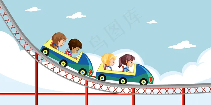 孩子们在天上坐过山车