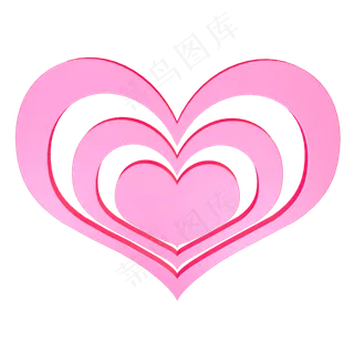 3D粉色桃心矢量图