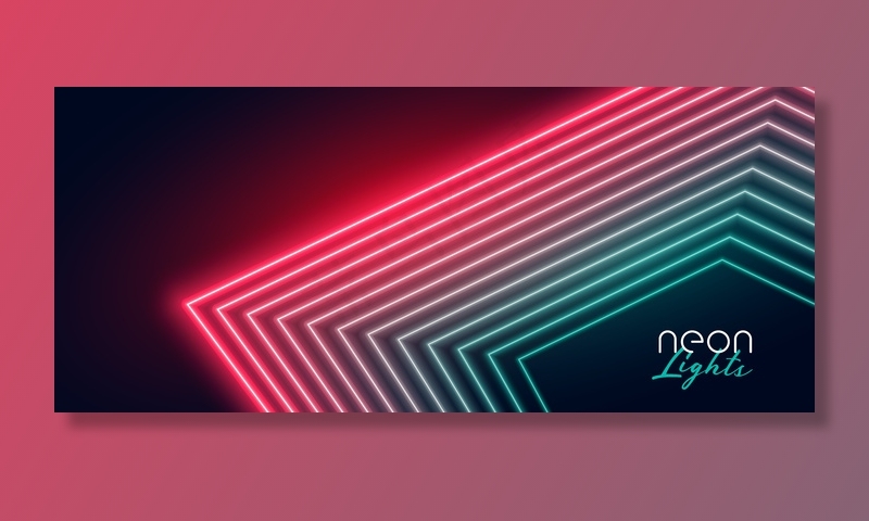 红色和绿色霓虹灯线条背景