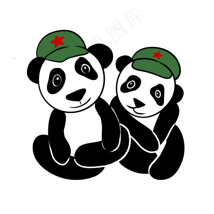 手绘矢量免抠可爱卡通国庆节熊猫