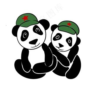 手绘矢量免抠可爱卡通国庆节熊猫