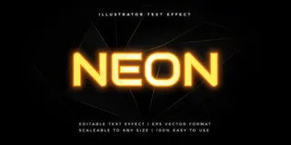 黄色霓虹灯文字样式字体效果