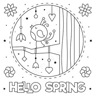 你好，斯普林。彩色页面。非黑即白的