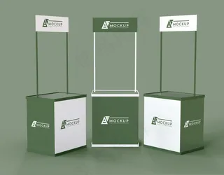 简约绿色参展商模型样机