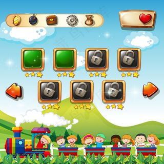 儿童在火车上的游戏模板