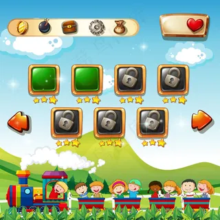 儿童在火车上的游戏模板