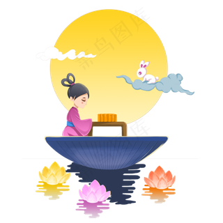 卡通手绘中秋节嫦娥人物