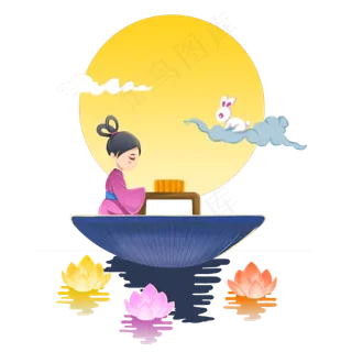 卡通手绘中秋节嫦娥人物