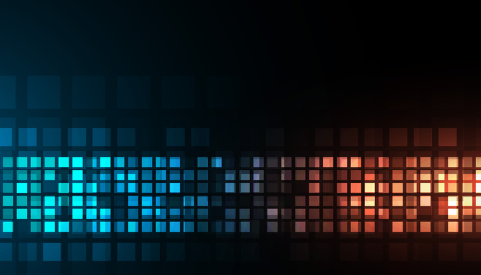 数字技术闪亮的蓝色和橙色深色背景设计