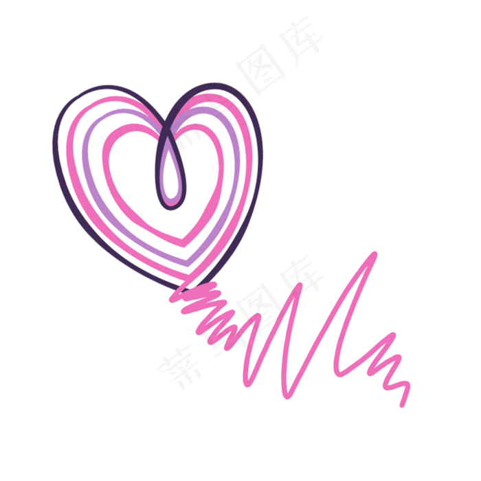 粉色浪漫手绘曲线爱心