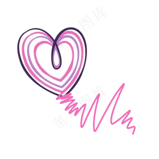 粉色浪漫手绘曲线爱心