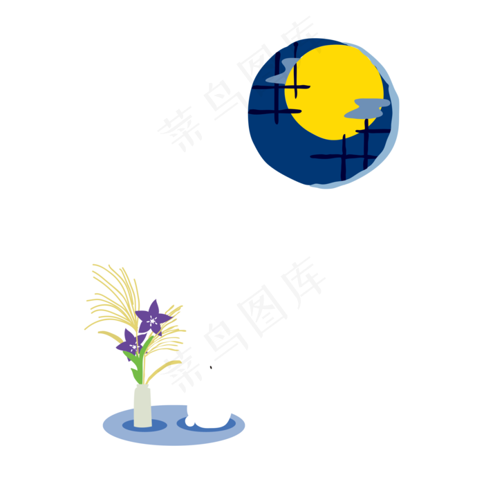 中秋节独兔望月(2000X2000(DPI:300))ai矢量模版下载