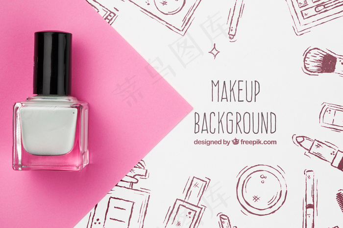 灰色指甲油模型样机平铺