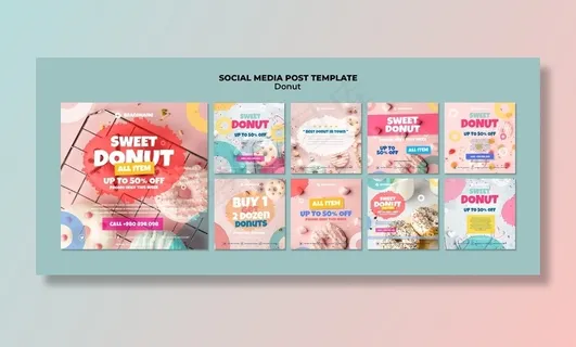甜甜圈社交媒体帖子模板