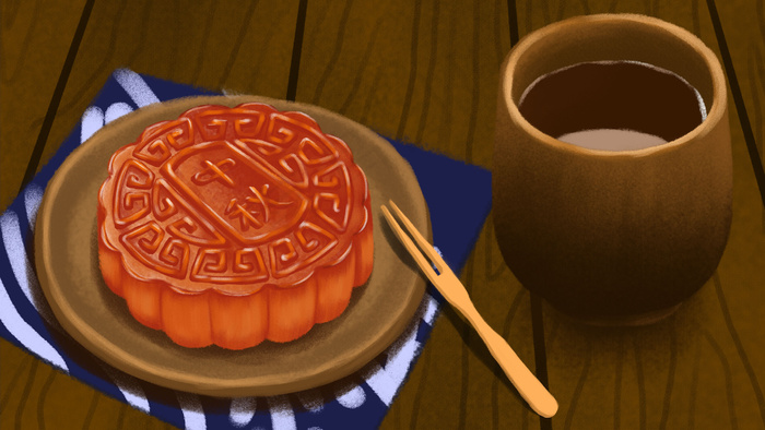 中秋佳节吃月饼喝茶中秋(2880*1620px 300 dpi )psd模版下载