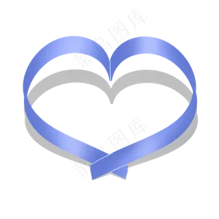 蓝色小清新丝带飘带爱心彩带