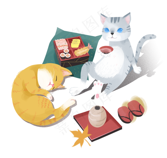 秋天的午后主题小清新插画