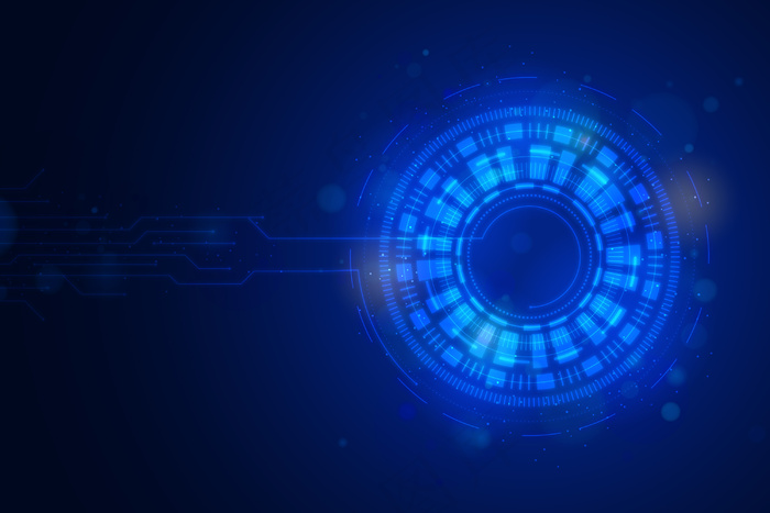 蓝色未来主义背景配数码眼