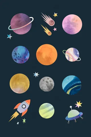 彩色银河水彩涂鸦黑色背景矢量