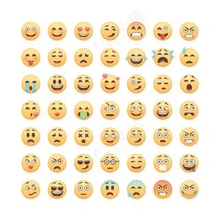 一组表情符号，白色背景上的表情符号，插图。