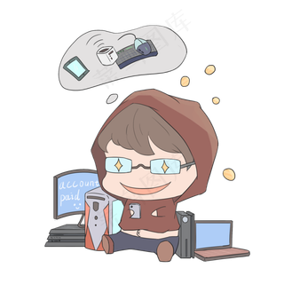 双十一电商购物卡通手绘电玩达人