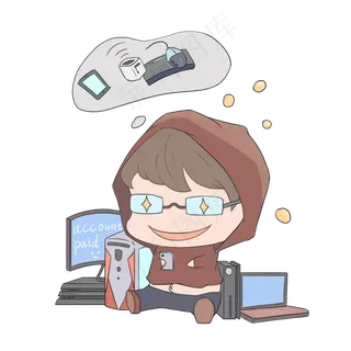 双十一电商购物卡通手绘电玩达人