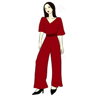 手绘矢量卡通双十一剁手节女生模
