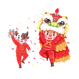 2021春节牛年舞狮