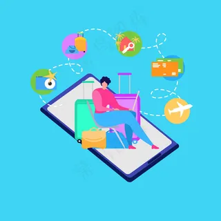 旅行人群手机app移动应用程序矢量概念