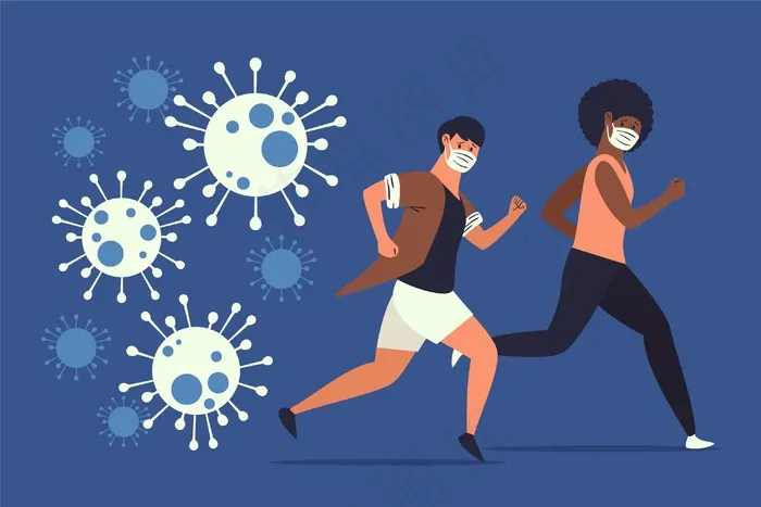 逃离冠状病毒粒子的人eps,ai矢量模版下载